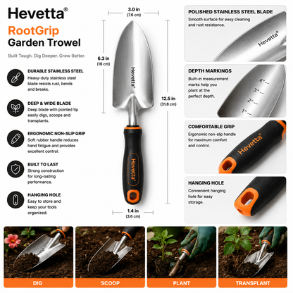Hevetta® RootGrip Garden Trowel