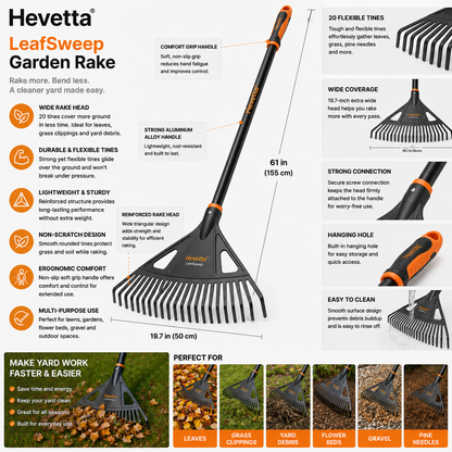 Hevetta® LeafSweep Garden Rake