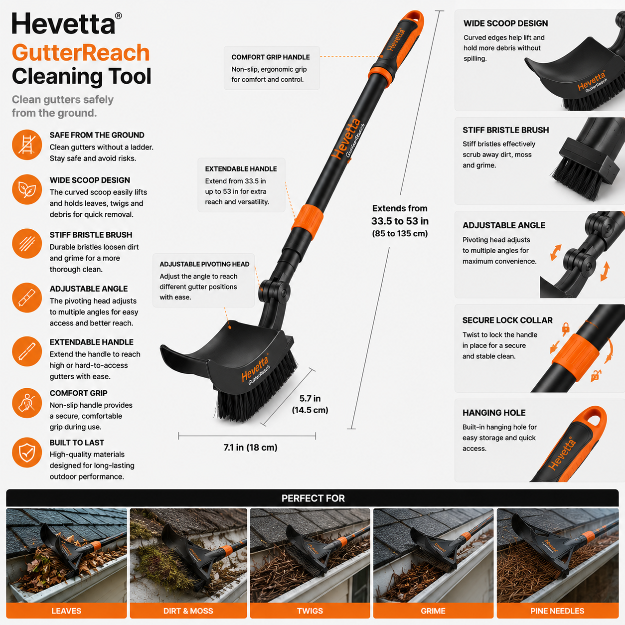 Hevetta® GutterReach Cleaning Tool