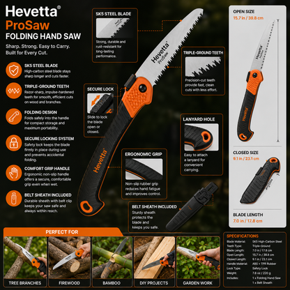 Hevetta® ProSaw Folding Hand Saw